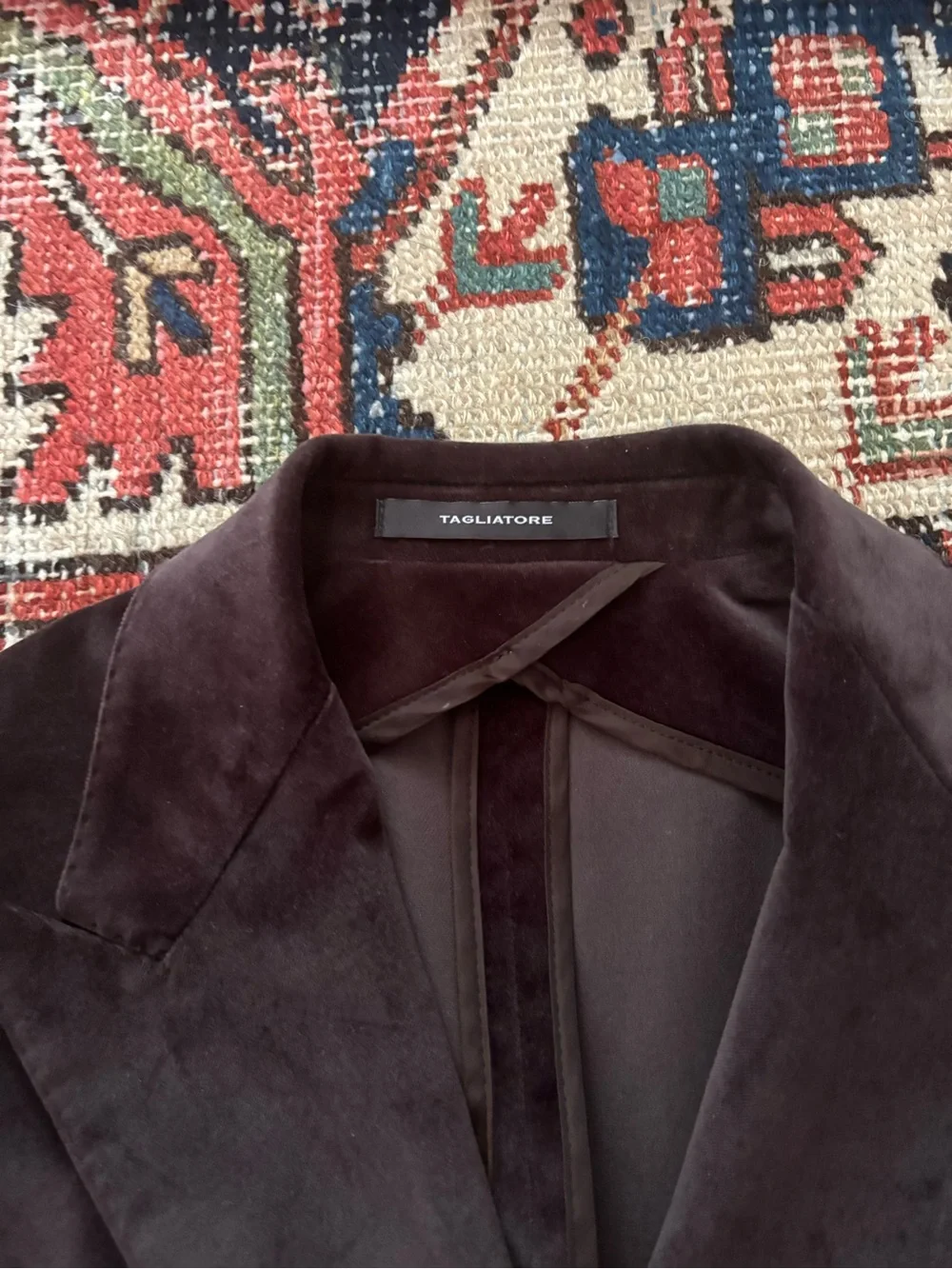 Tagliatore Chocolate Brown Velvet Double Breasted Blazer